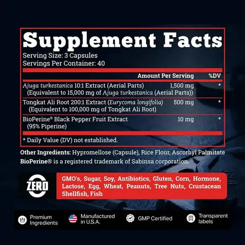 Turkesterone x120 Cápsulas | Suplemento Natural para Masa Muscular